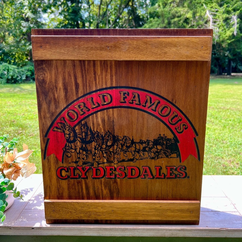 Vintage Budweiser Clydesdales Wooden Box Display | Trinket Shelves | Bar Decor